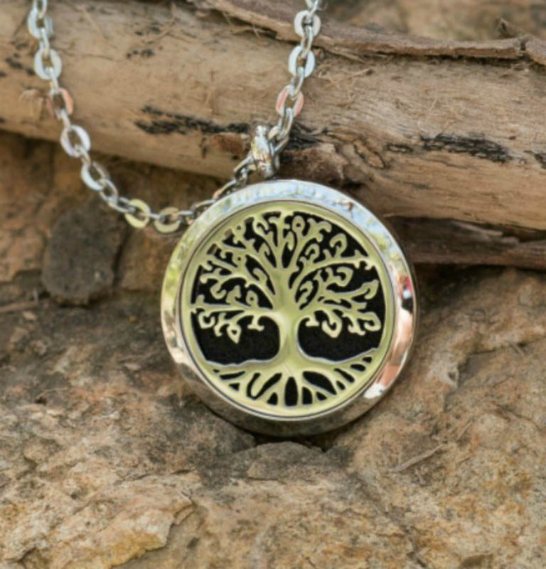 Aroma Jewels Essential Oil Diffuser Locket Necklace Tree Of Life
