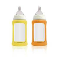 Cherub Baby Glass Baby Bottle - Wideneck 240ml (2pack) Yellow&Orange