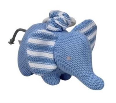 Knitted Elephant Pram Toy Blue