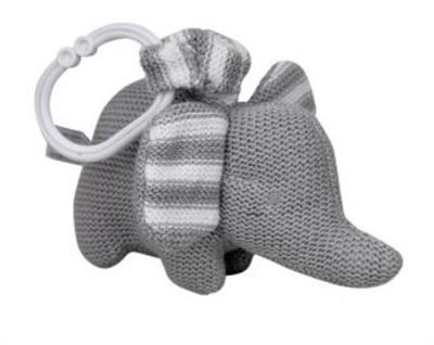 Knitted Elephant Pram Toy Grey