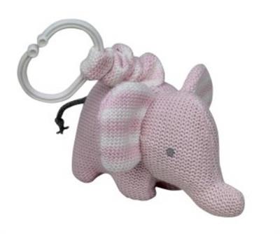 Knitted Elephant Pram Toy Pink