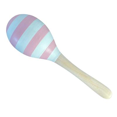 Large Wooden Maraca - Pink and White Stripe