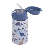Oasis Kids Stainless Steel Double Wall Insulated Drink Bottle with Sipper (400ml) Dinosaur Land