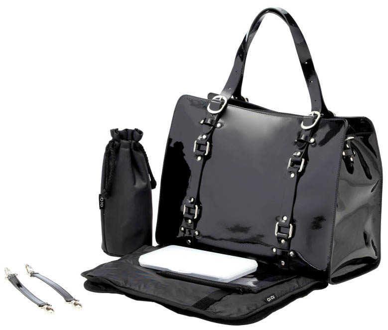 OiOi-Nappy Bags-Jet Patent Leather Tote Bag OiOi-Nappy Bags-Jet Patent Leather Tote Bag