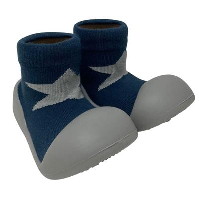 Rubber Soled socks Navy/Grey Star