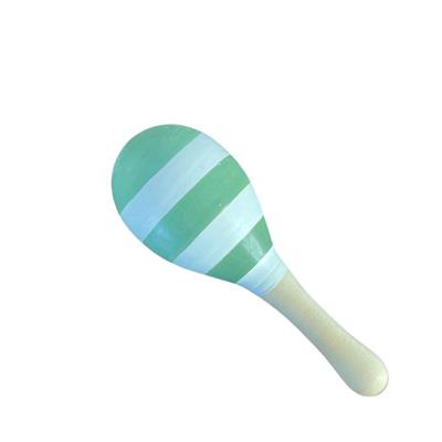 Small Wooden Maraca - Olive Green and White Stripe