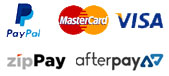 We accept paypal, visa, mastercard, Afterpay and zipPay payment methods