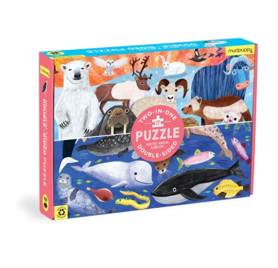 Double Sided Kids Puzzle 100Pc  Arctic Above & Beyond - Mudpuppy Puzzle