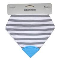 Bandana Teether Bib - Grey Stripe/Blue