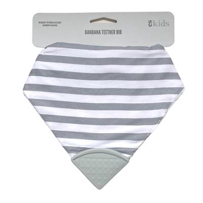 Bandana Teether Bib - Grey Stripe/Grey