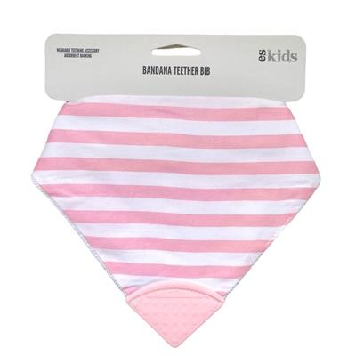 Bandana Teether Bib - Pink Stripe/Pink