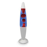 Blue and Red Lava Lamp with Silver Base