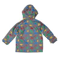 Boys Raincoat Dinosaur Charcoal