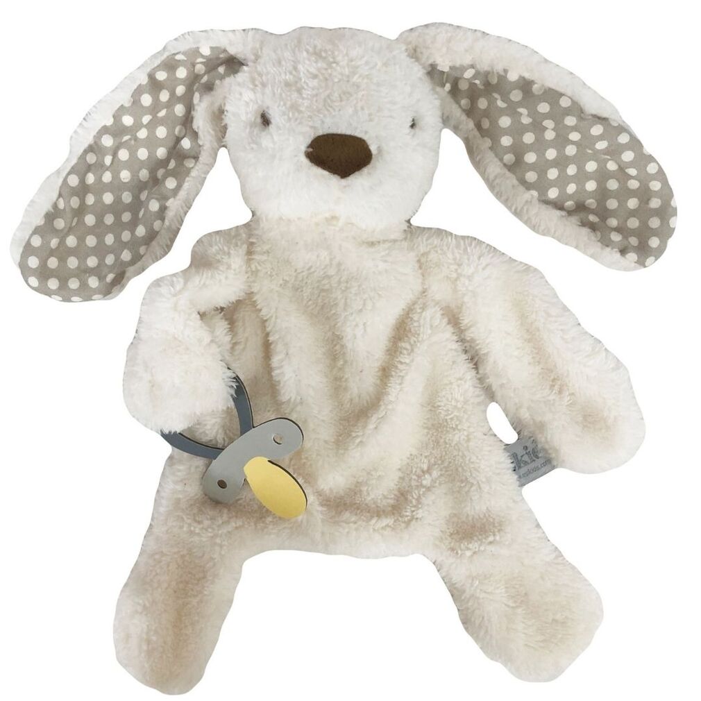 Bunny Comforter with Dummy Holder Cream and Grey