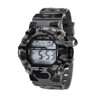 Cactus Explorer Kids Camouflage Digital Watch - Grey Black