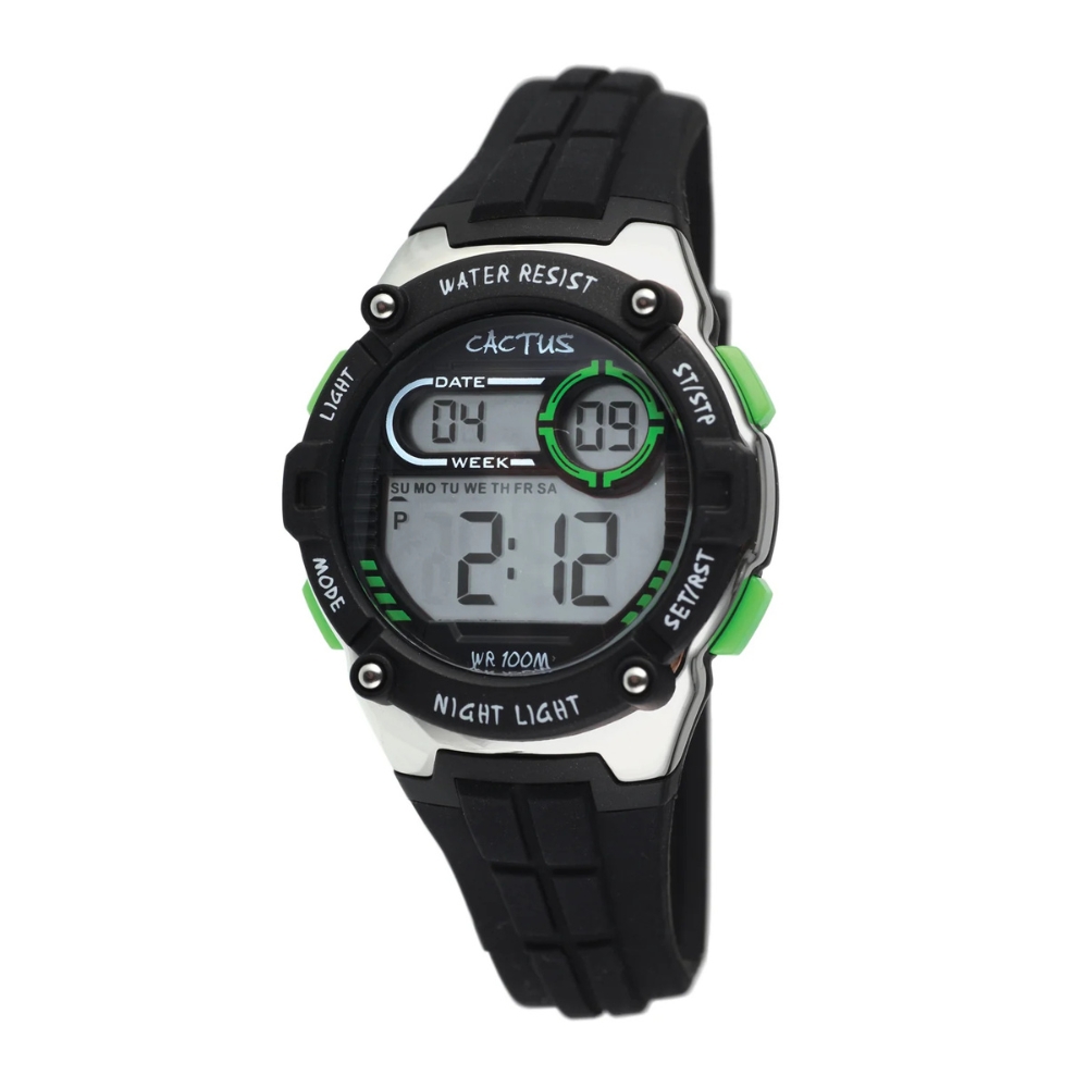 Cactus Galaxy Kids Digital Watch - Black Green trim