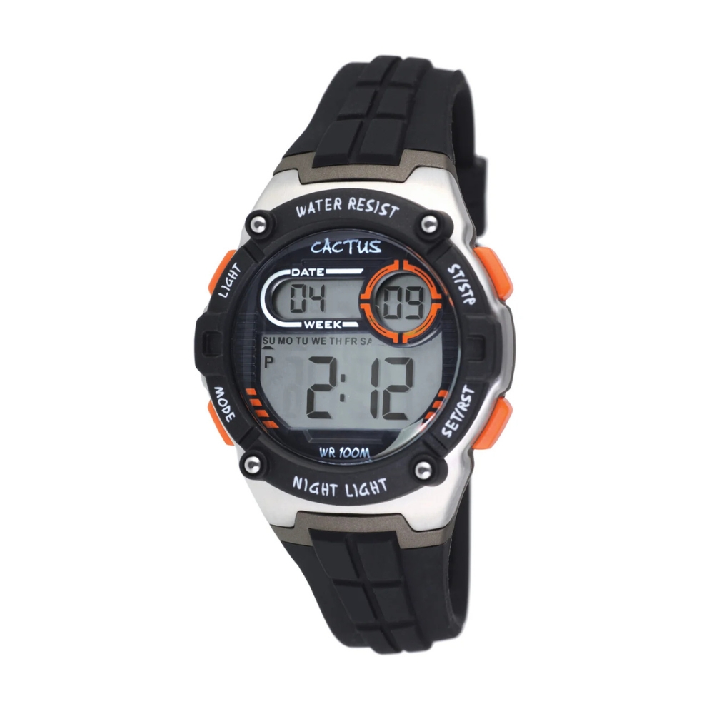Cactus Galaxy Kids Digital Watch - Black Orange trim