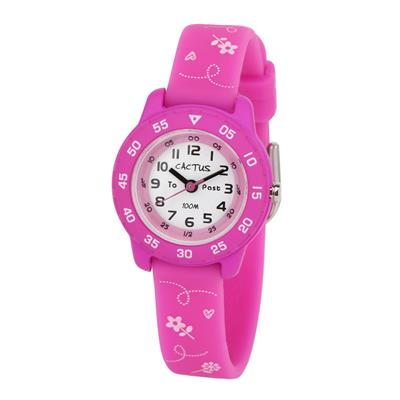 Cactus Junior Kids Time Teacher Pink Flowers Watch