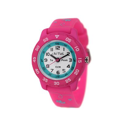 Cactus Junior Kids Time Teacher Pink/Aqua Flowers Watch