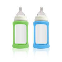 Cherub Baby Glass Baby Bottle - Wideneck 240ml (2pack) Blue&Green