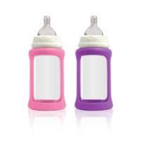 Cherub Baby Glass Baby Bottle - Wideneck 240ml (2pack) purple&pink