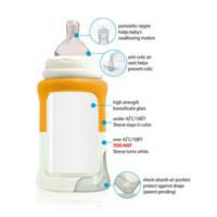 Cherub Baby Glass Baby Bottle - Wideneck 240ml (2pack)