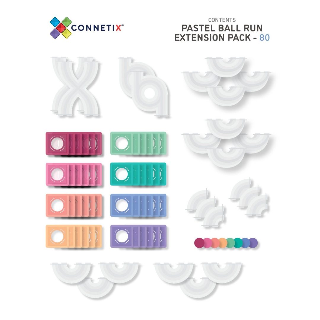 Connetix Pastel 80 pc Ball Run Expansion Pack