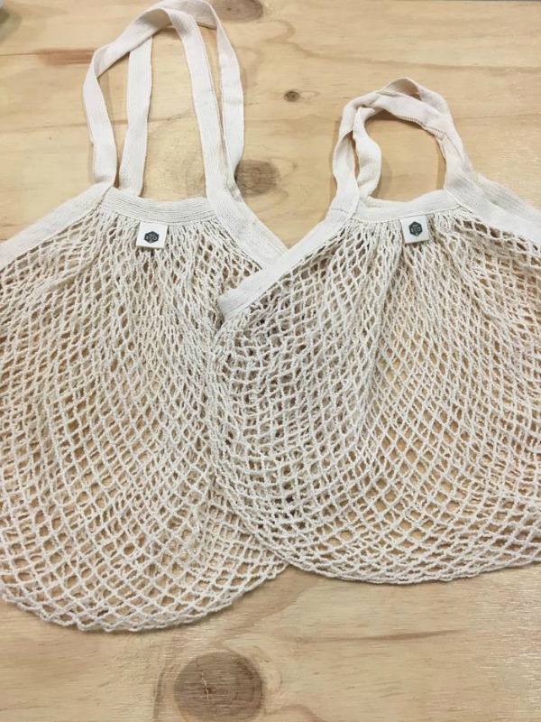 Cotton Net Long Handle Tote Bag - comparison with Short Handle bag