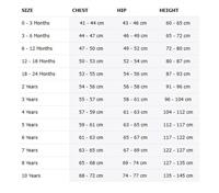 Korango Australia Sizing Chart