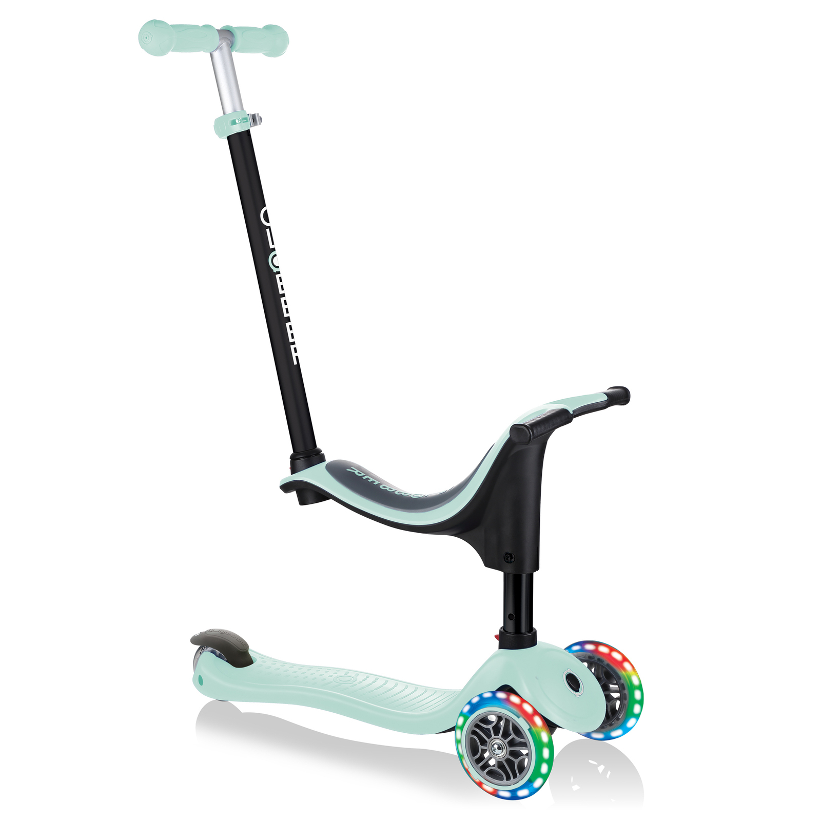 Globber GO UP Fold Plus Convertible Scooter with Light Up Wheels - Mint