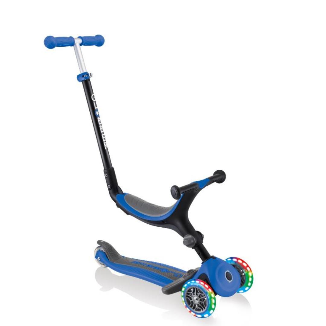 Globber GO UP Fold Plus Convertible Scooter with Light Up Wheels - Navy Blue