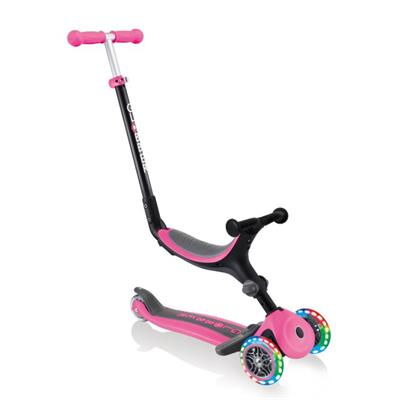 Globber GO UP Fold Plus Convertible Scooter with Light Up Wheels - Pink