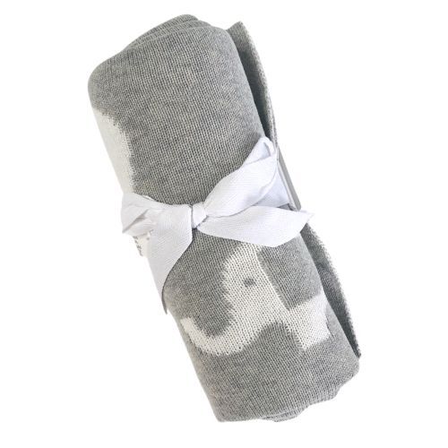 Grey Elephant Knitted Baby Blanket