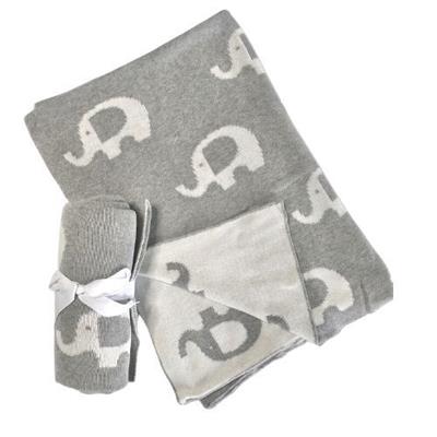 Grey Elephant Knitted Baby Blanket