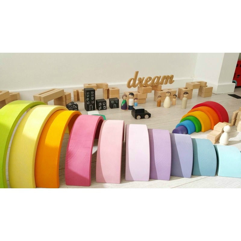 Grimm's Large Wooden Pastel Rainbow 12pcs