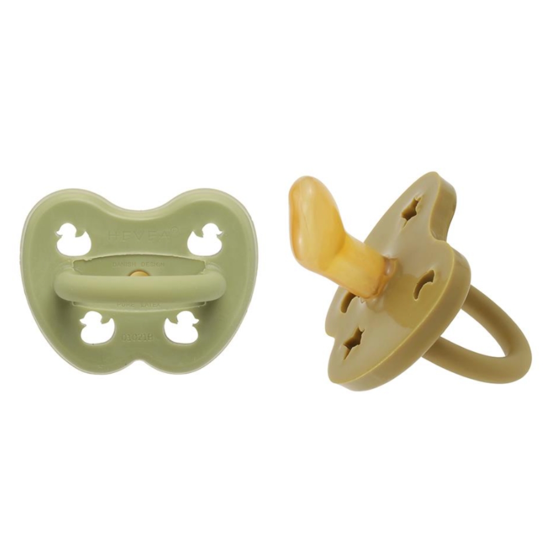 Hevea Orthodontic Teat Pacifie Hunter Green and Olive 2 Pk (3 to 36M)