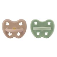 Hevea Round Teat Pacifiers– Tan Beige & Moss Green 2-Pack (3–36M)