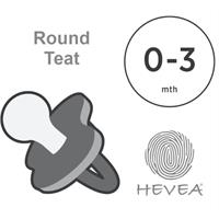 Hevea Round Teat Pacifiers Baby Blue and Milky White 2 Pack (0 to 3M)