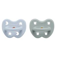 Hevea Round Teat Pacifiers Cottage Blue and Gorgeous Grey 2 Pack (3 to 36M)