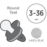Hevea Round Teat Pacifiers Cottage Blue and Gorgeous Grey 2 Pack (3 to 36M)