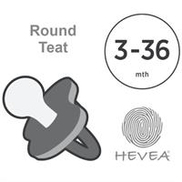 Hevea Round Teat Pacifiers Gorgeous Grey (3 to 36M)