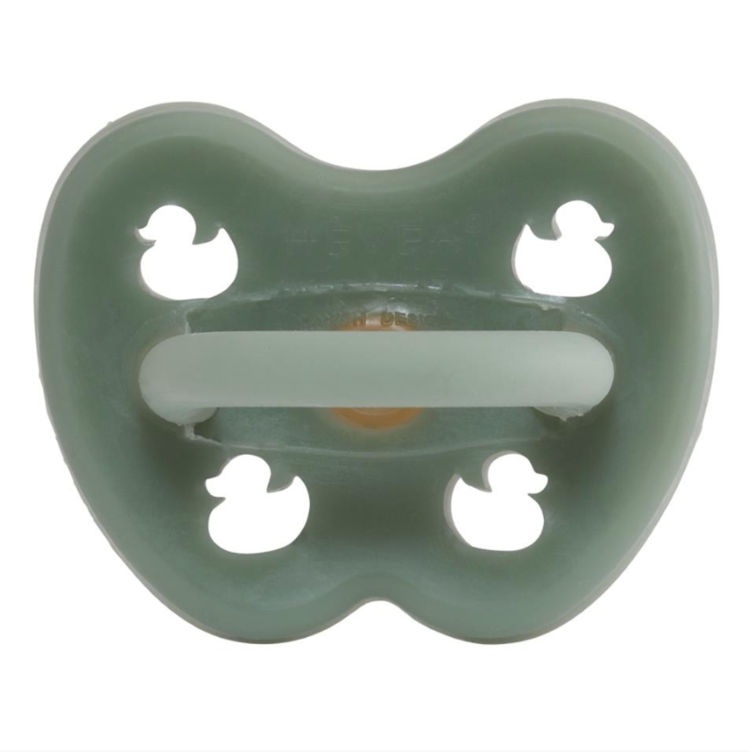 Hevea Round Teat Pacifiers Moss Green (0 to 3M)