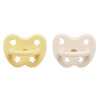 Hevea Round Teat Pacifiers Pale Butter and Milky White 2 Pack (3 to 36M)
