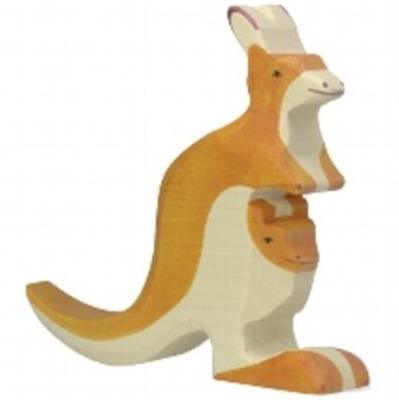 Holztiger Wooden Kangaroo with Young