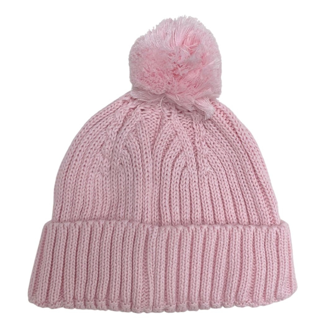 Knitted Baby Beanie - Soft Pink
