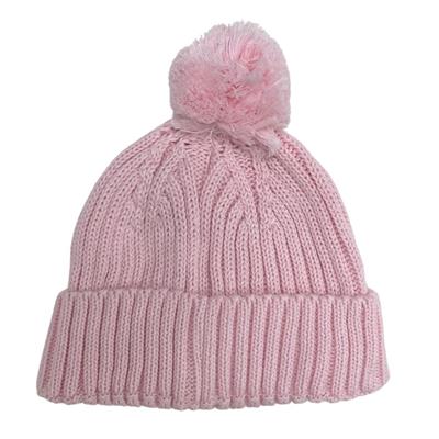 Knitted Baby Beanie - Soft Pink