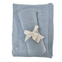 Knitted Baby Blanket - Blue Star