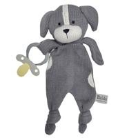 Knitted Eco Dog Baby Comforter with Dummy Holder