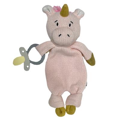 Knitted Eco Unicorn Baby Comforter with Dummy Holder