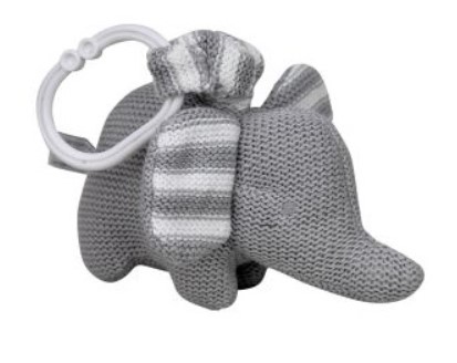 Baby Pram Toy Knitted Elephant Grey